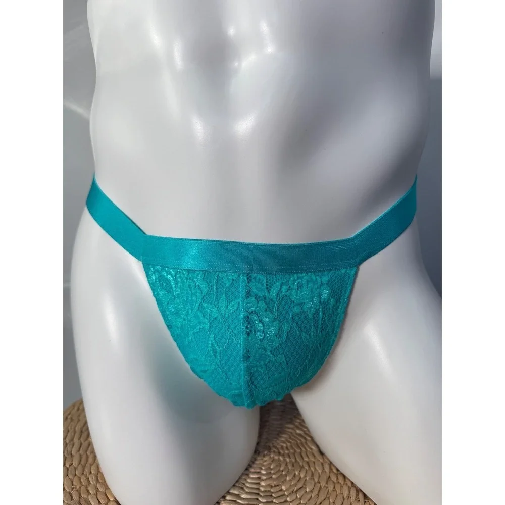 Cosabella Never Say‎ Never Sheer Lace Italian Tanga Men's Thong Turquoise L